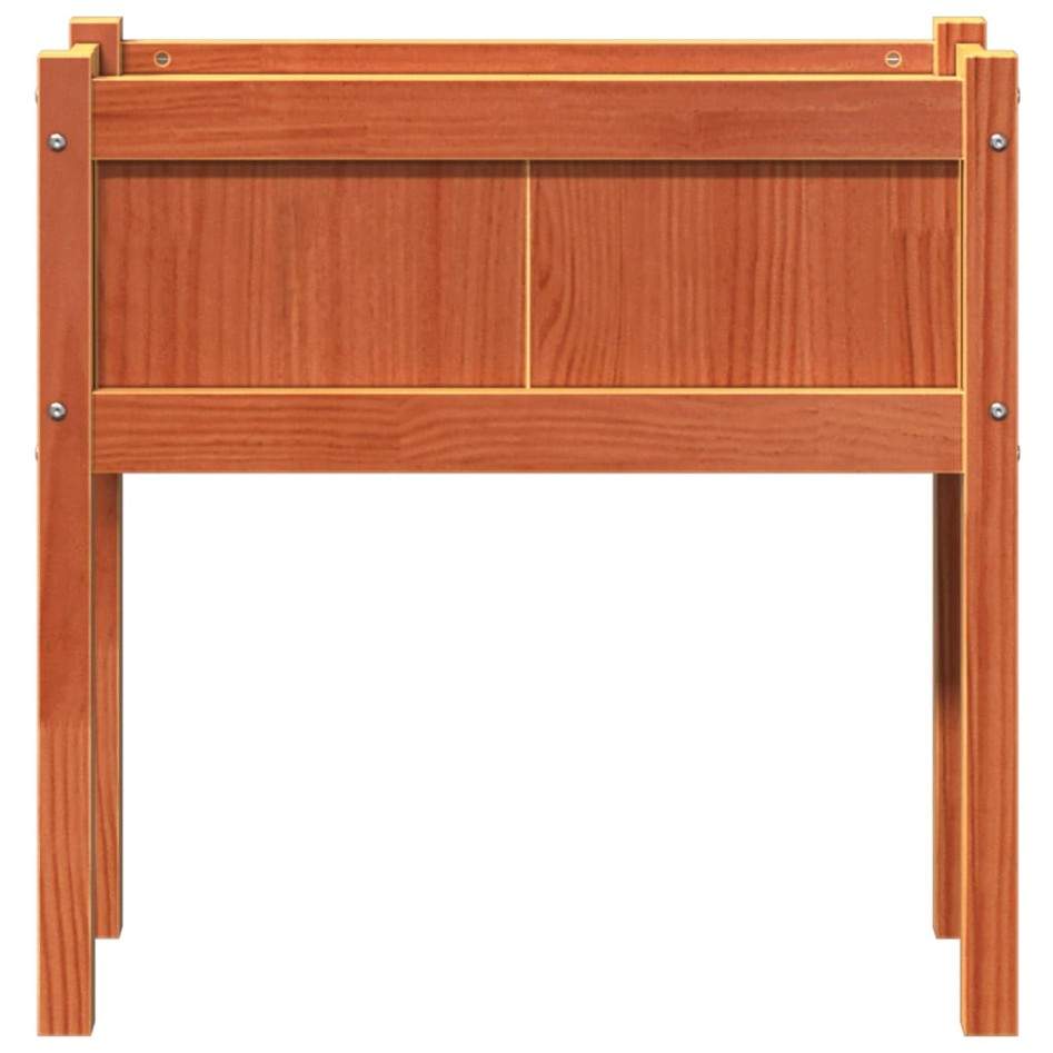 Jardinera con patas madera maciza pino marrón cera 70x31x70
