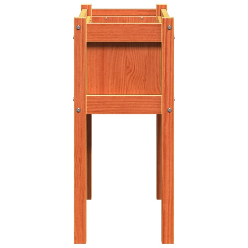 Jardinera con patas madera maciza pino marrón cera 70x31x70