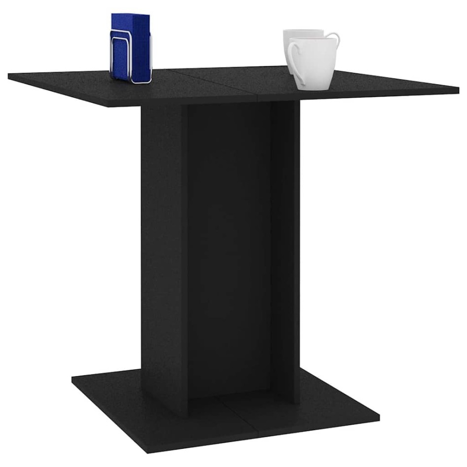 Mesa de comedor de madera contrachapada negro 80x80x75