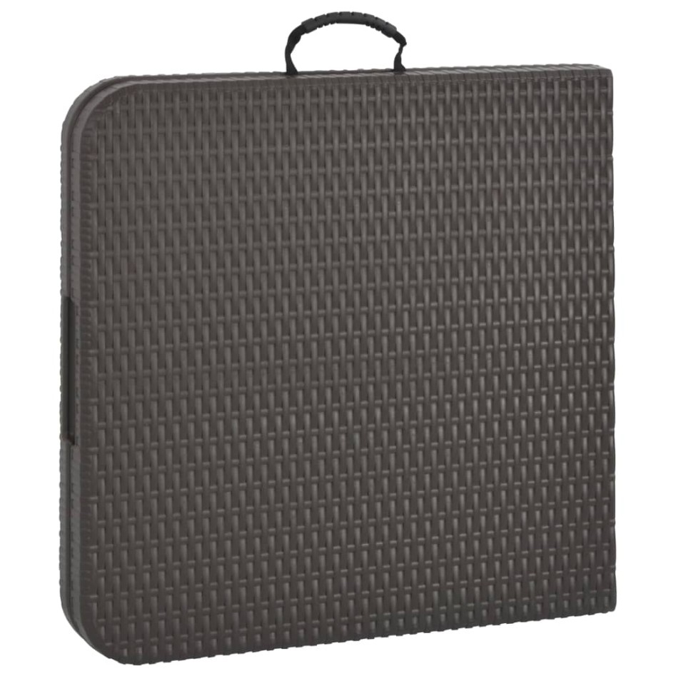 Mesa de jardín plegable HDPE marrón aspecto ratán 120x60x74