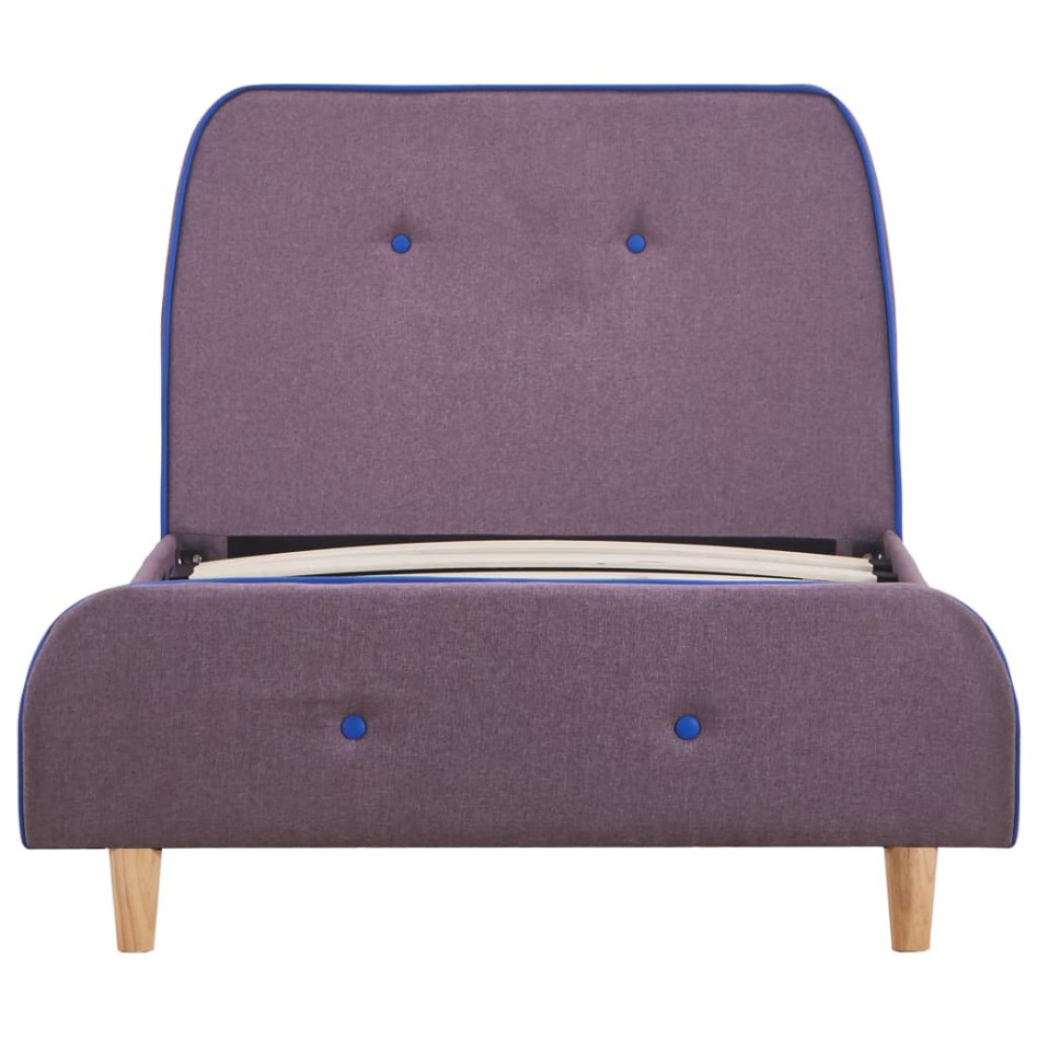 Estructura de cama de tela gris topo 90x200