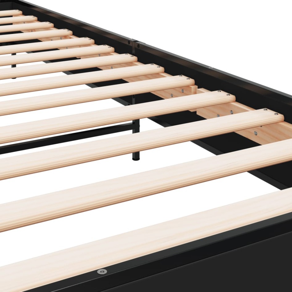 Estructura de cama madera de ingeniería y metal negro 90x200