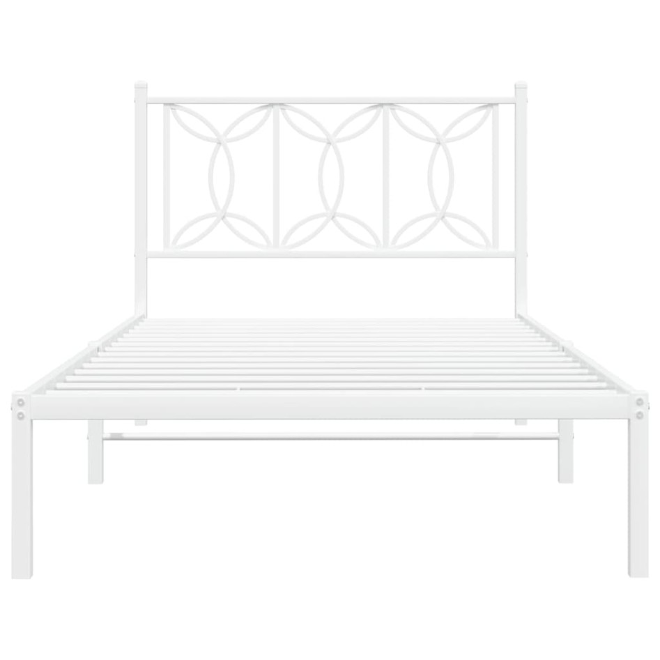 Estructura cama sin colchón con cabecero metal blanco