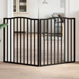 Puerta para perros plegable 2 paneles madera álamo negra 160