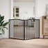 Puerta para perros plegable 2 paneles madera álamo negra 160