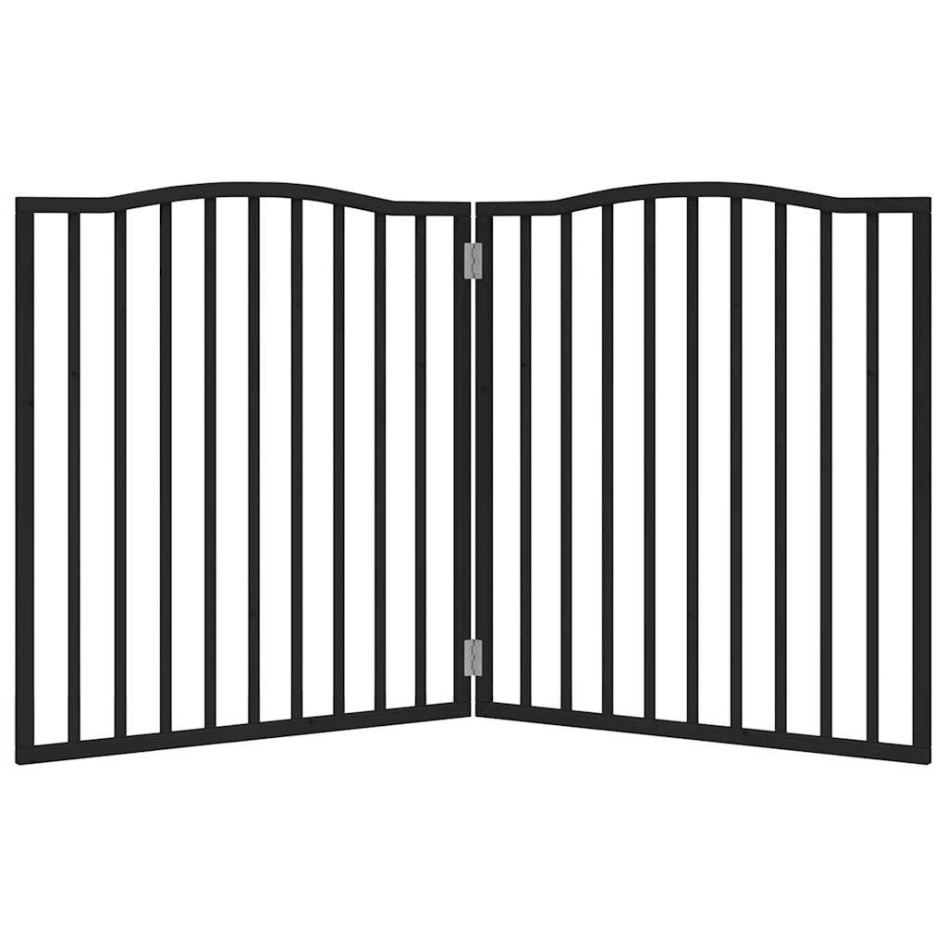 Puerta para perros plegable 2 paneles madera álamo negra 160