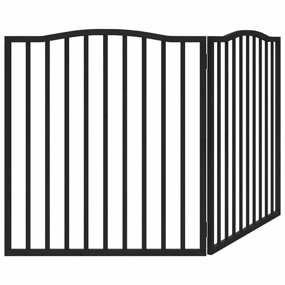 Puerta para perros plegable 2 paneles madera álamo negra 160