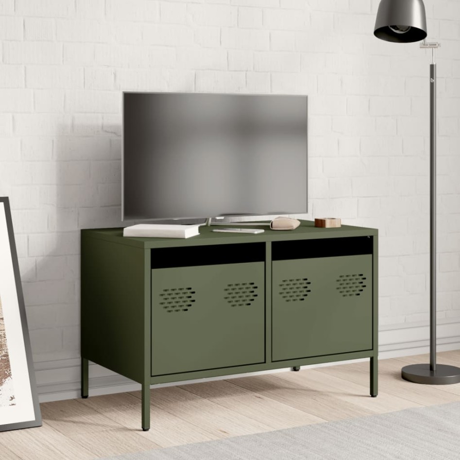 Mueble para TV acero laminado en frío verde oliva 68x39x43,5