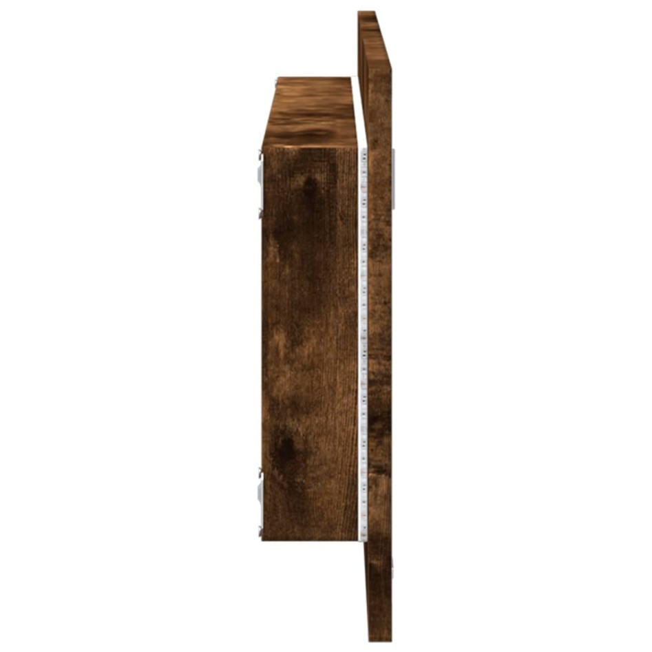 Espejo de baño LED madera ingeniería roble ahumado