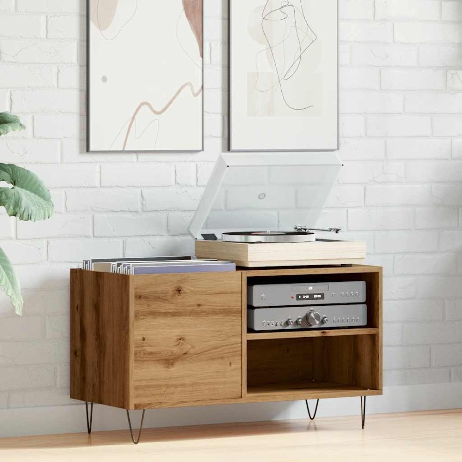 Mueble discos madera de ingeniería roble artisan 84,5x38x48