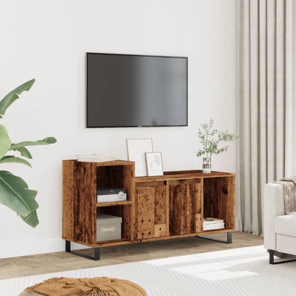 Mueble para TV madera ingeniería madera envejecida 100x35x55