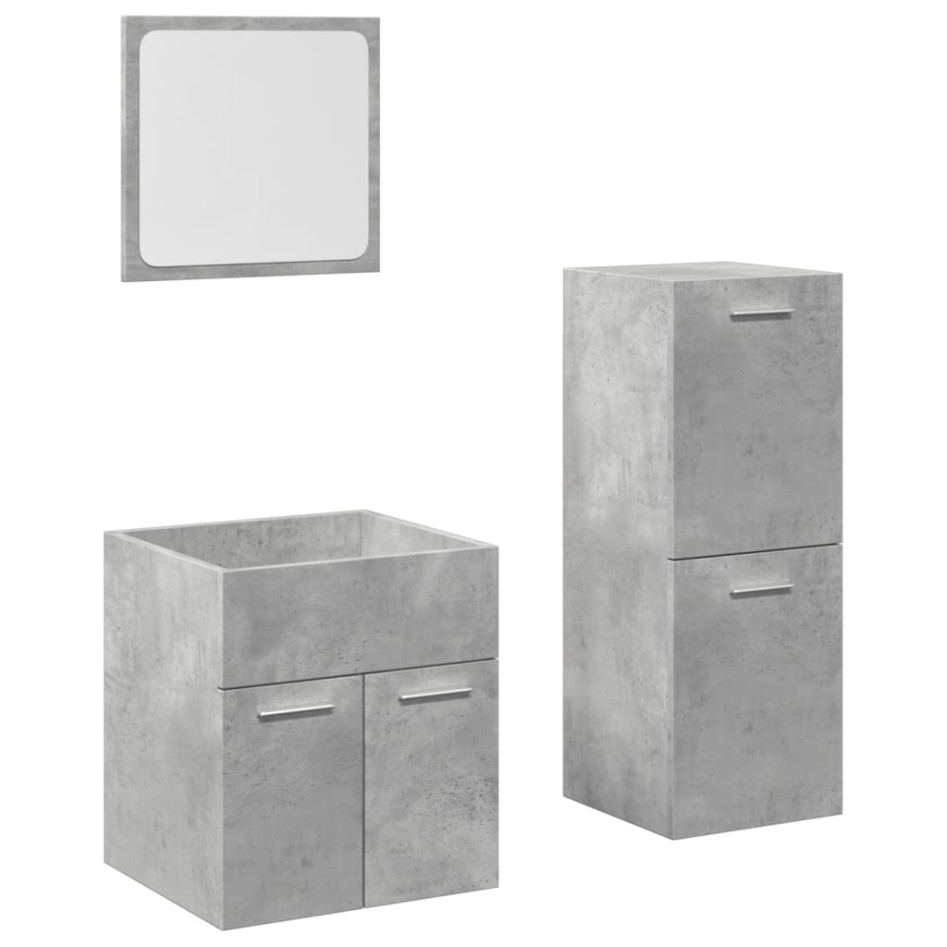 Set muebles de baño 2 piezas madera contrachapada gris