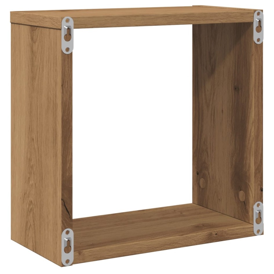 Estantes cubo de pared 6 uds madera roble artisan 30x15x30