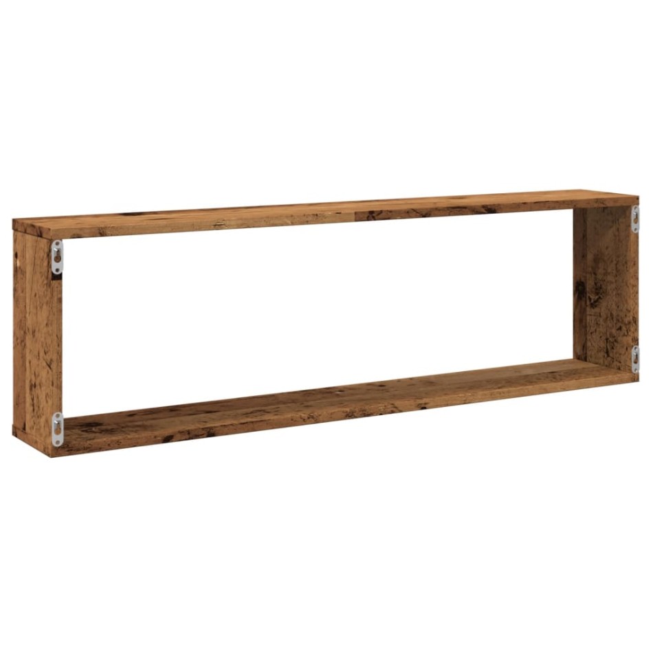 Estantes cubo de pared 4 uds madera envejecida 100x15x30