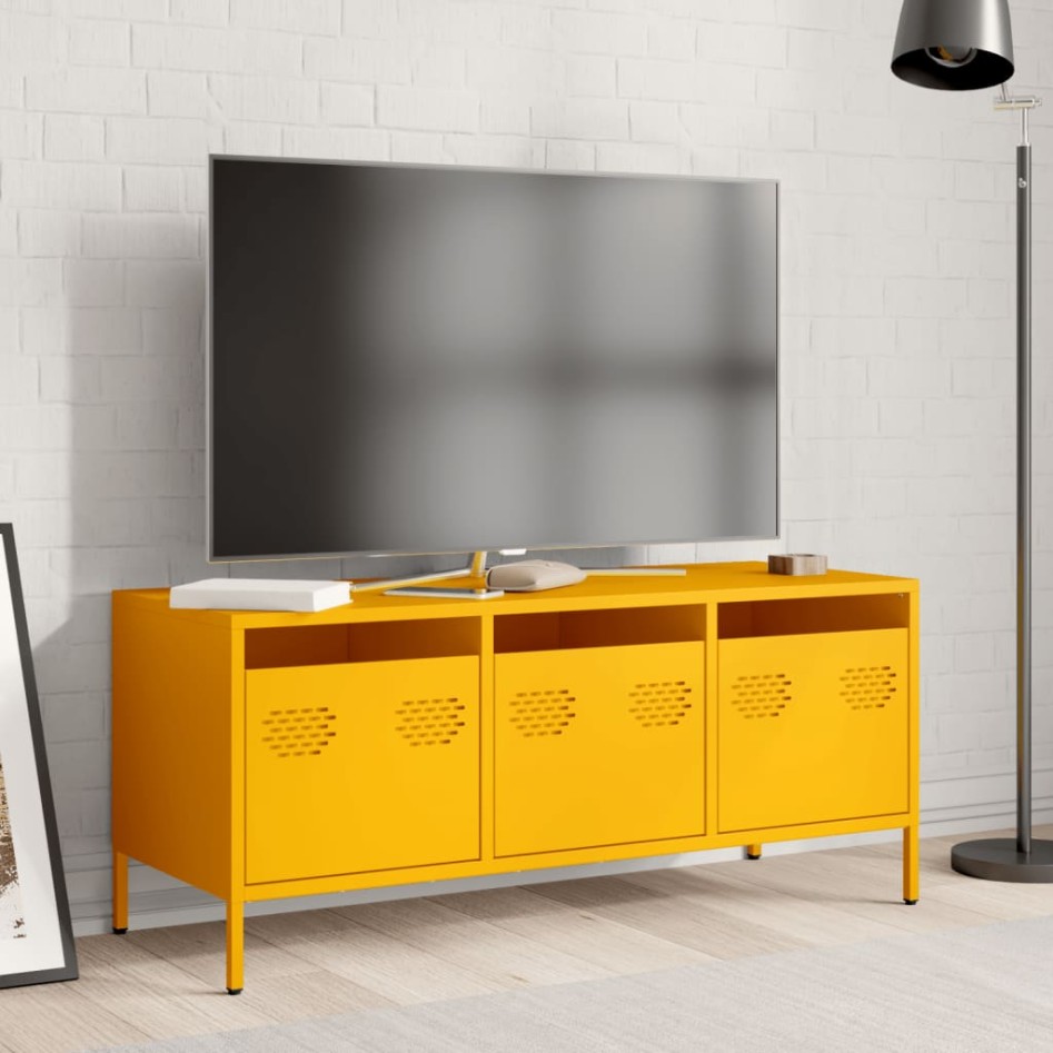 Mueble para TV acero laminado en frío amarillo 101,5x39x43,5