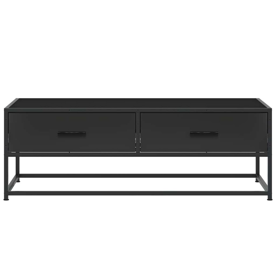 Mesa de centro de madera ingeniería y metal negro 100x50x35