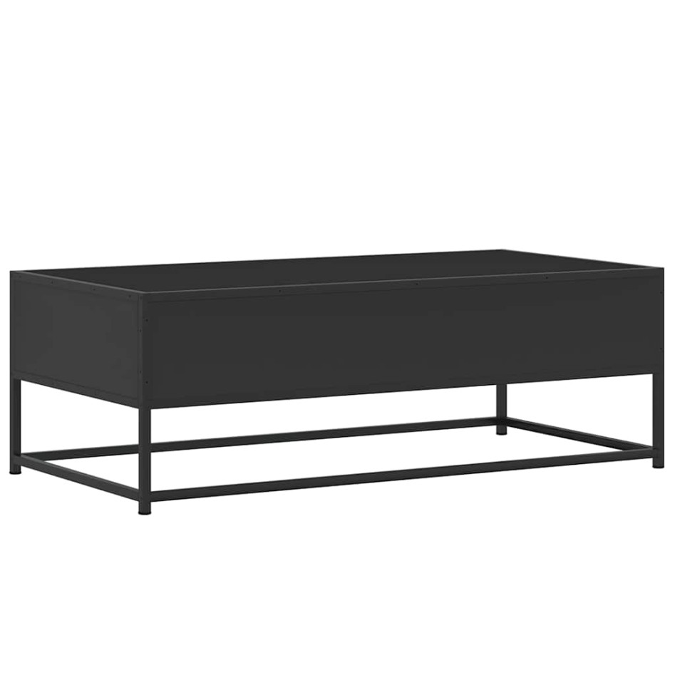 Mesa de centro de madera ingeniería y metal negro 100x50x35
