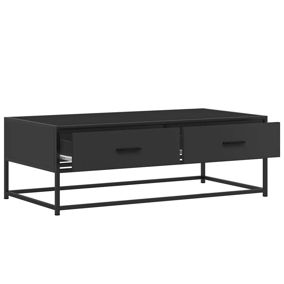 Mesa de centro de madera ingeniería y metal negro 100x50x35