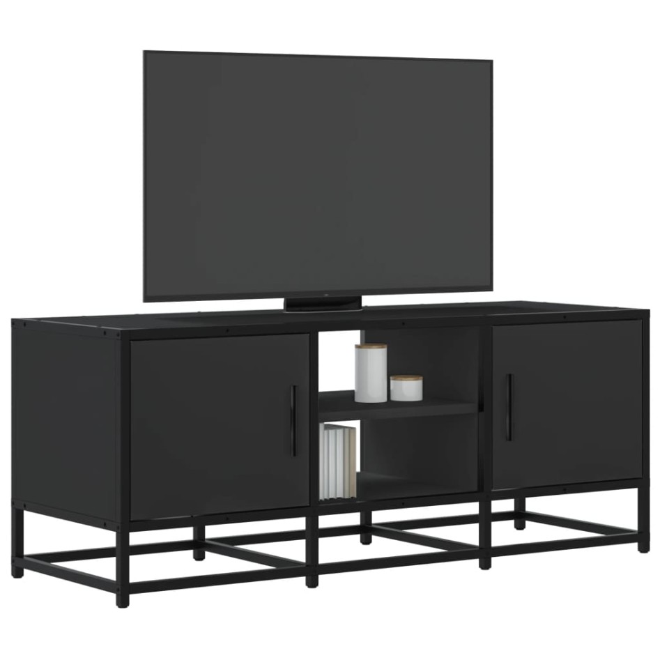 Mueble de TV madera de ingeniería y metal negro 100x35x41