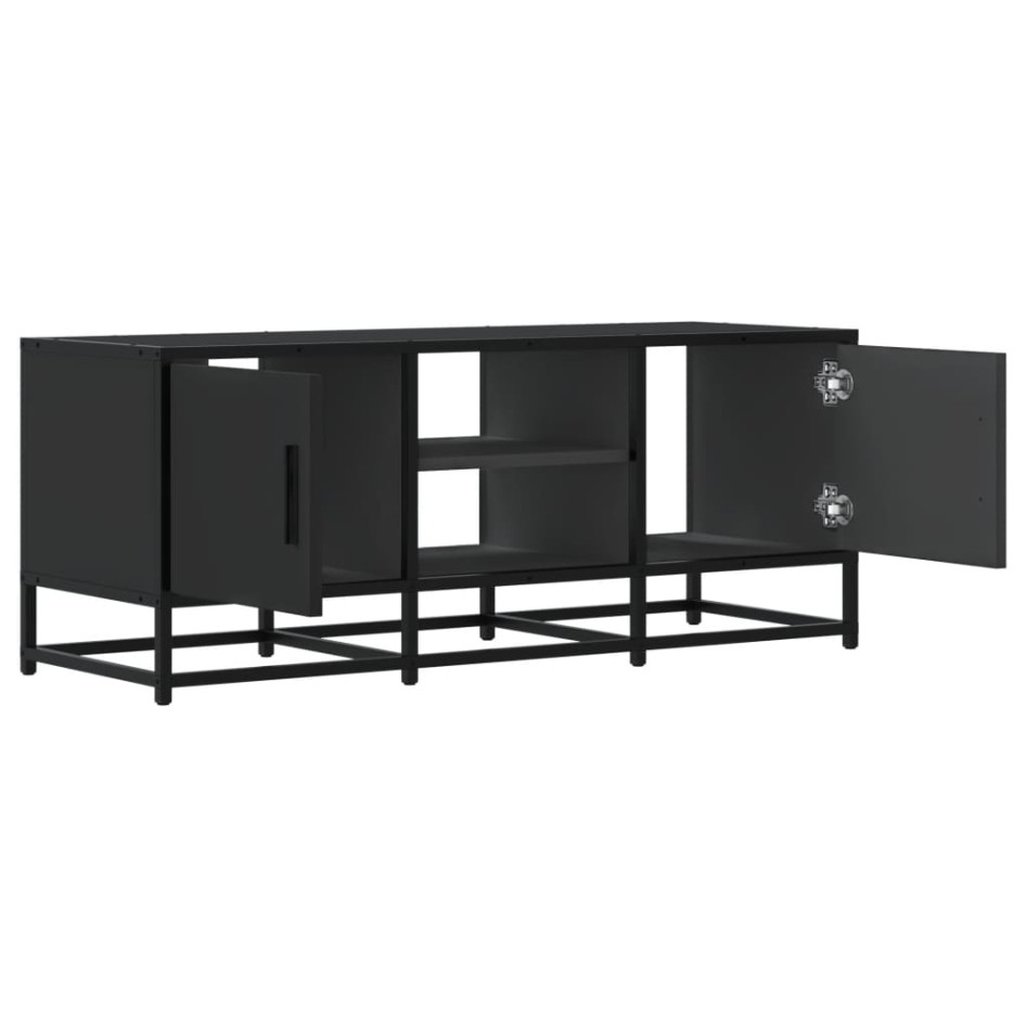 Mueble de TV madera de ingeniería y metal negro 100x35x41
