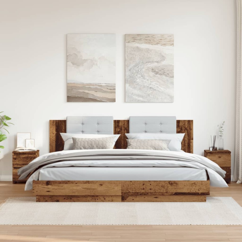 Mesitas de noche 2 uds madera ingeniería envejecida 30x30x40