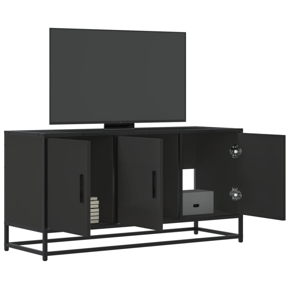 Mueble de TV madera de ingeniería y metal negro 100x35x50
