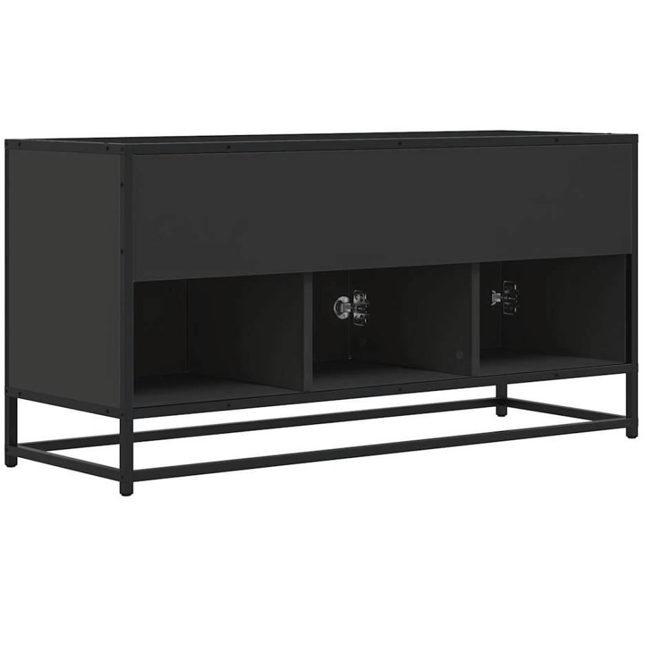 Mueble de TV madera de ingeniería y metal negro 100x35x50