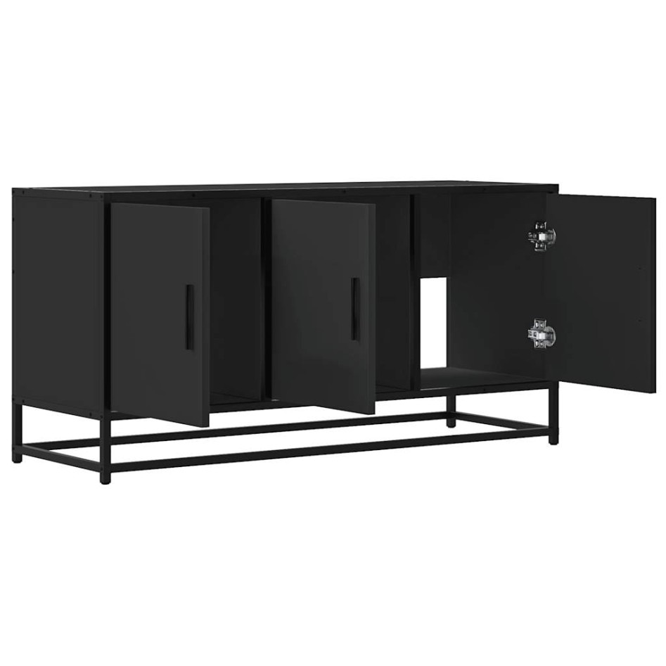 Mueble de TV madera de ingeniería y metal negro 100x35x50
