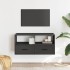 Mueble de TV metal y madera de ingeniería negro 80x31x39,5