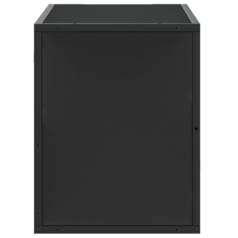 Mueble de TV metal y madera de ingeniería negro 80x31x39,5