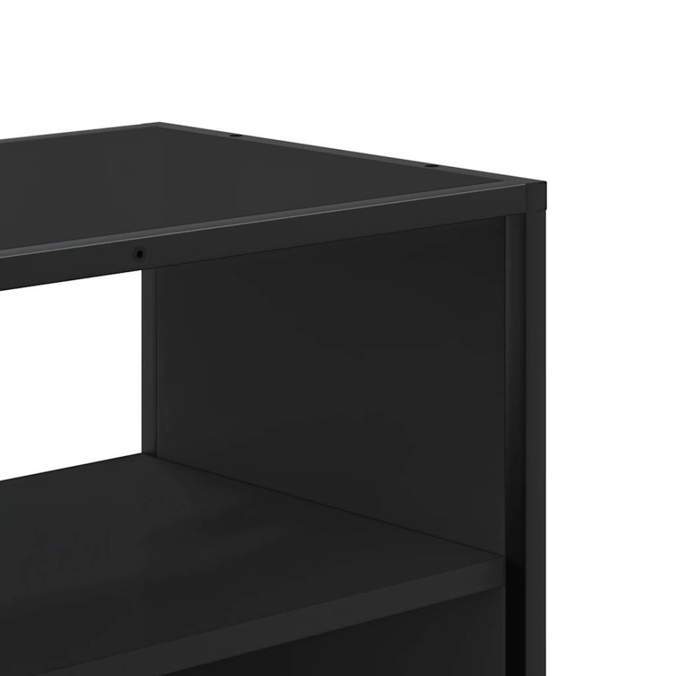 Mueble de TV metal y madera de ingeniería negro 80x31x39,5