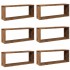 Estantes cubo de pared 6 uds madera envejecida 60x15x23