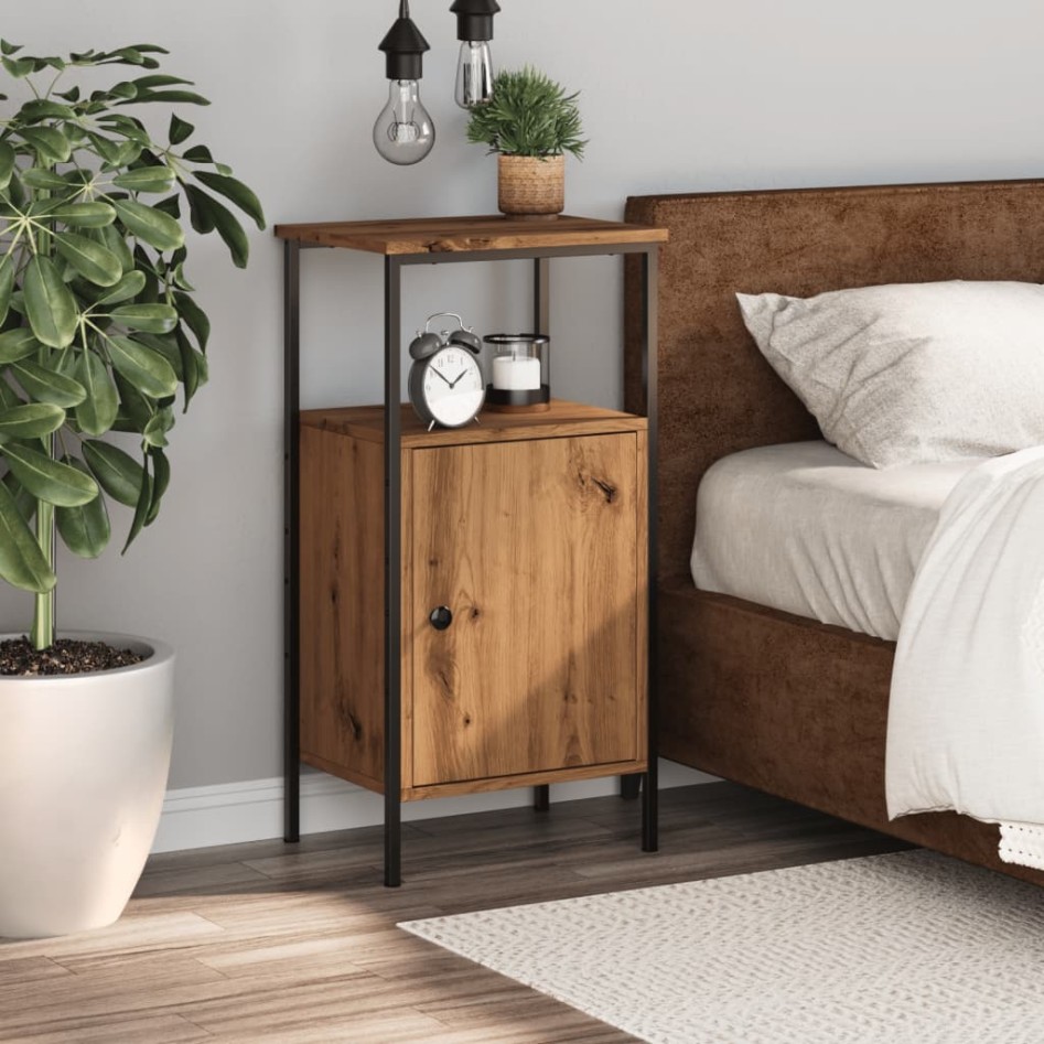 Mesita de noche madera de ingeniería roble artisan 41x31x80