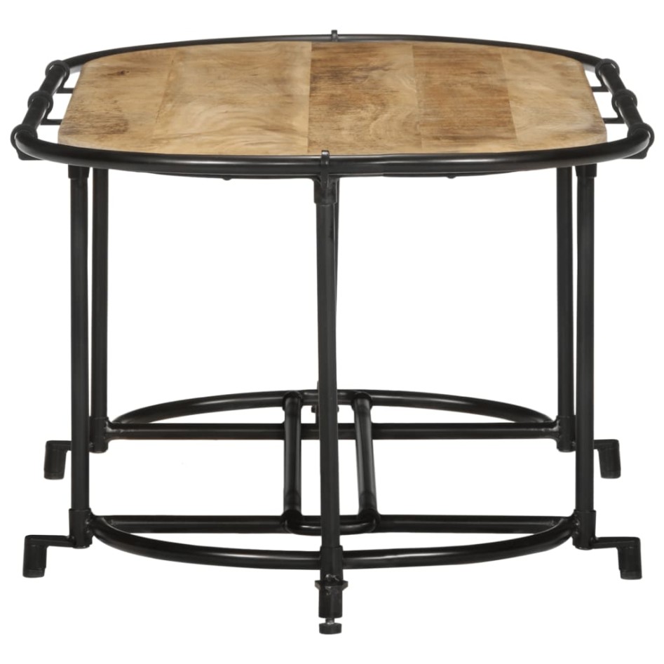 Mesa de centro madera maciza de mango rugosa 110x55x40