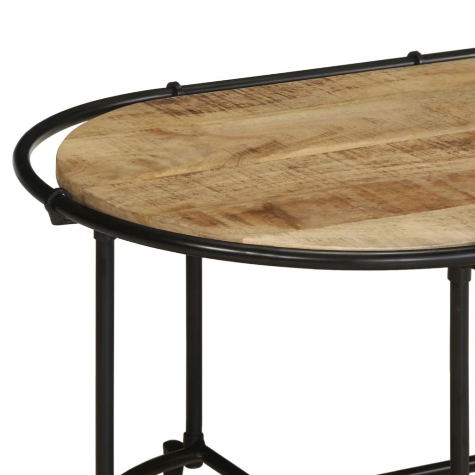 Mesa de centro madera maciza de mango rugosa 110x55x40