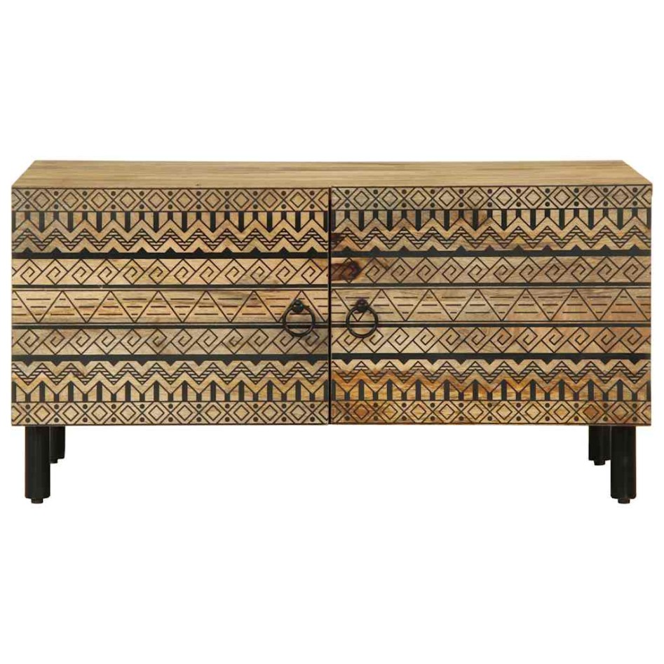 Mesa de centro madera maciza de mango rugosa negro 80x50x40