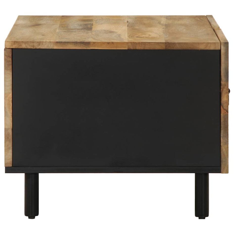 Mesa de centro madera maciza de mango rugosa negro 80x50x40
