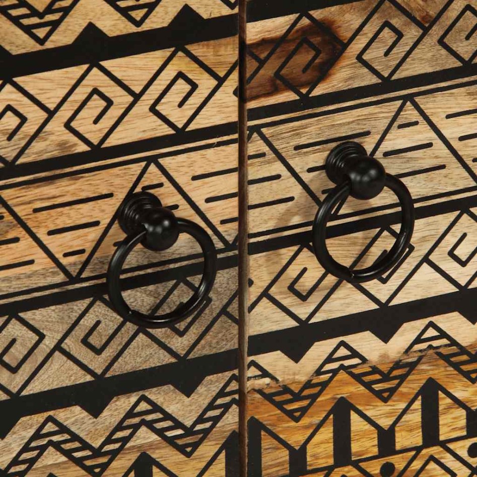 Mesa de centro madera maciza de mango rugosa negro 80x50x40