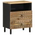 Mesita de noche madera maciza de mango rugosa negro 50x33x62