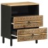 Mesita de noche madera maciza de mango rugosa negro 50x33x62