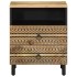 Mesita de noche madera maciza de mango rugosa negro 50x33x62
