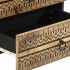 Mesita de noche madera maciza de mango rugosa negro 50x33x62