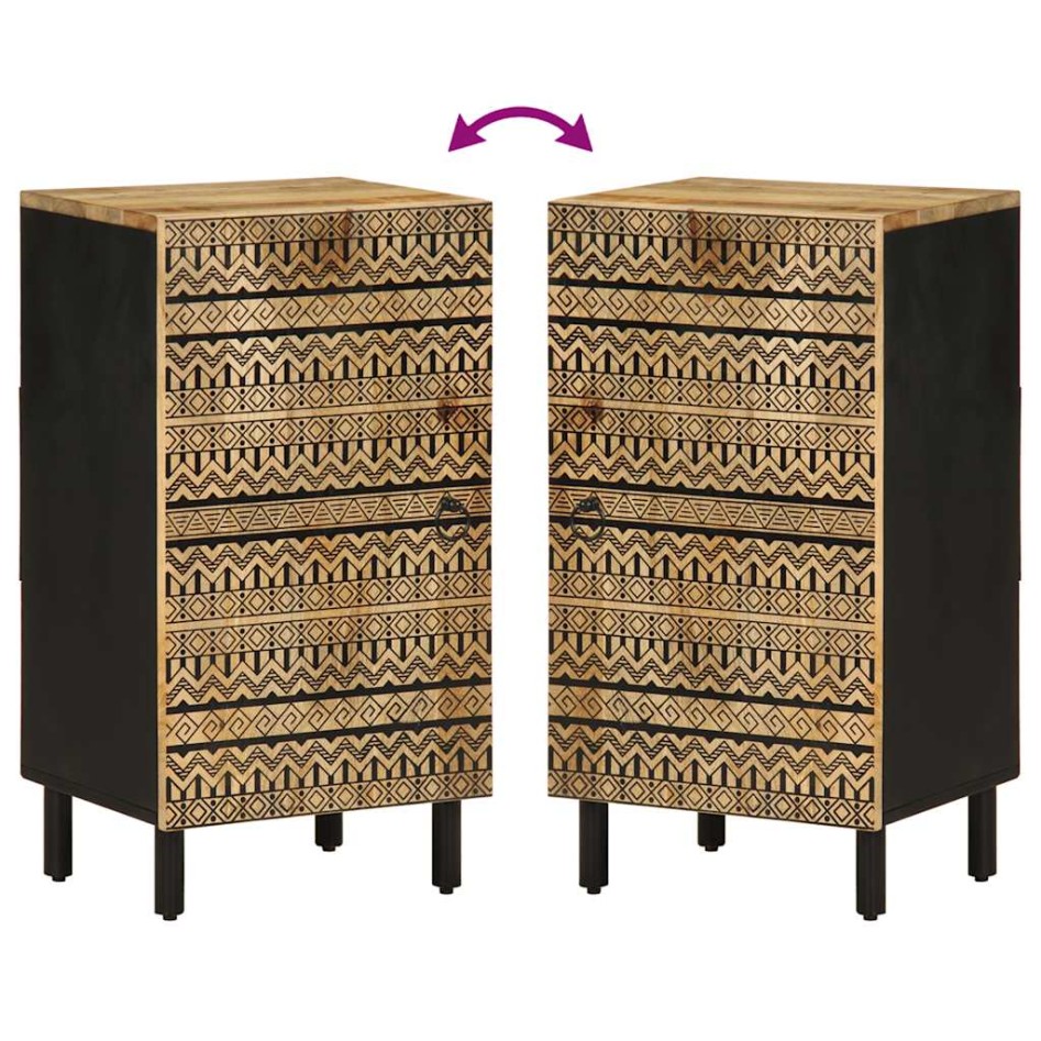 Aparador de madera maciza de mango rugosa 40x33,5x75