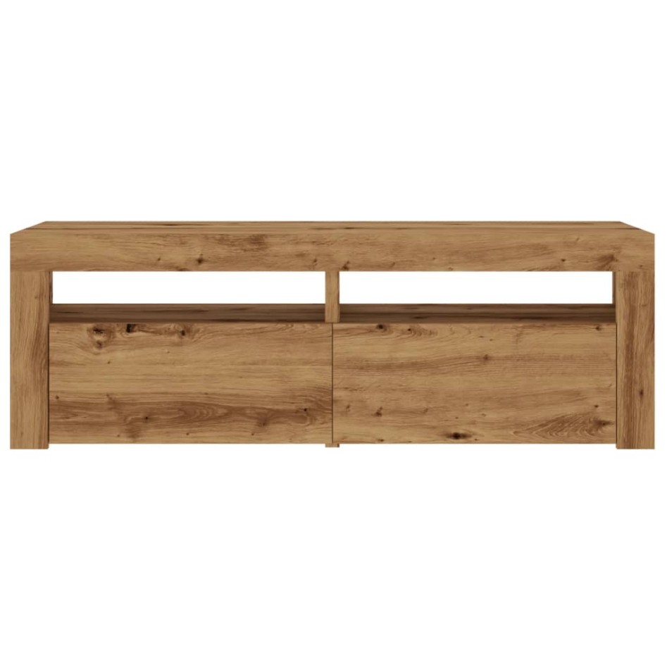 Mueble de TV luces LED madera roble artisan 120x35x40