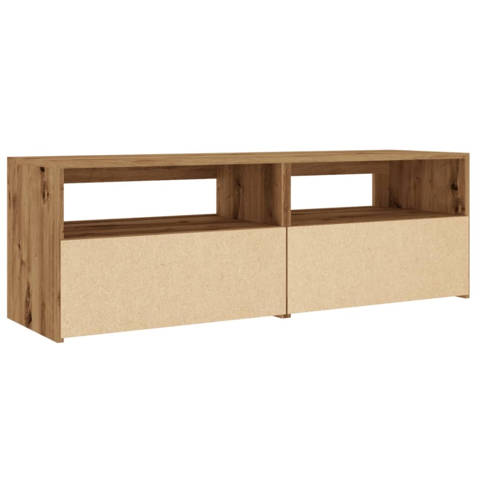 Mueble de TV luces LED madera roble artisan 120x35x40