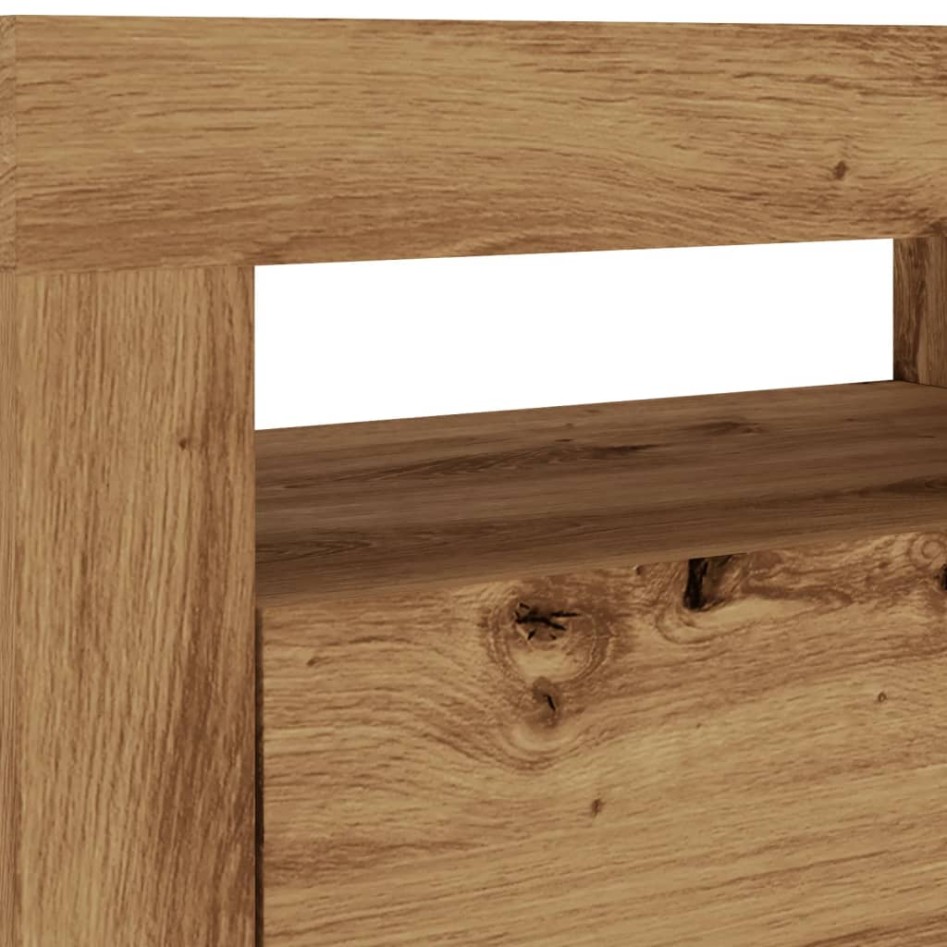 Mueble de TV luces LED madera roble artisan 120x35x40