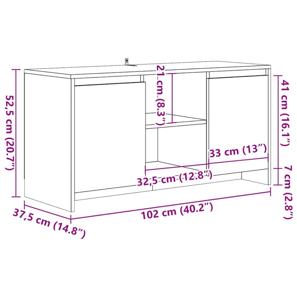 Mueble de TV madera de ingeniería envejecida 102x37,5x52,5