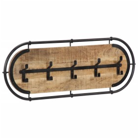 Perchero de pared con 5 ganchos madera maciza de mango