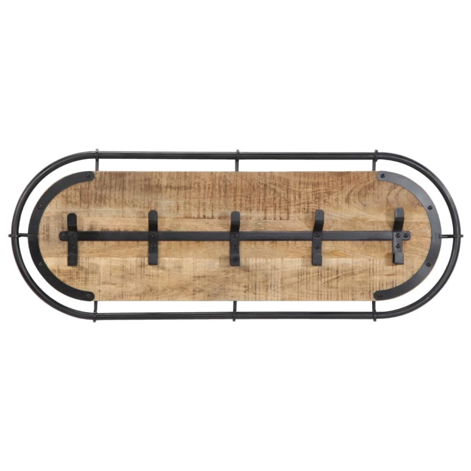 Perchero de pared con 5 ganchos madera maciza de mango