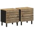 Mesitas de noche 2 uds madera mango rugosa negro 40x33,5x46